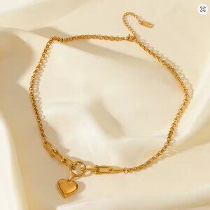 316L Stainless Steel Gold Color Heart Love Pendant Necklace For Women Fashion